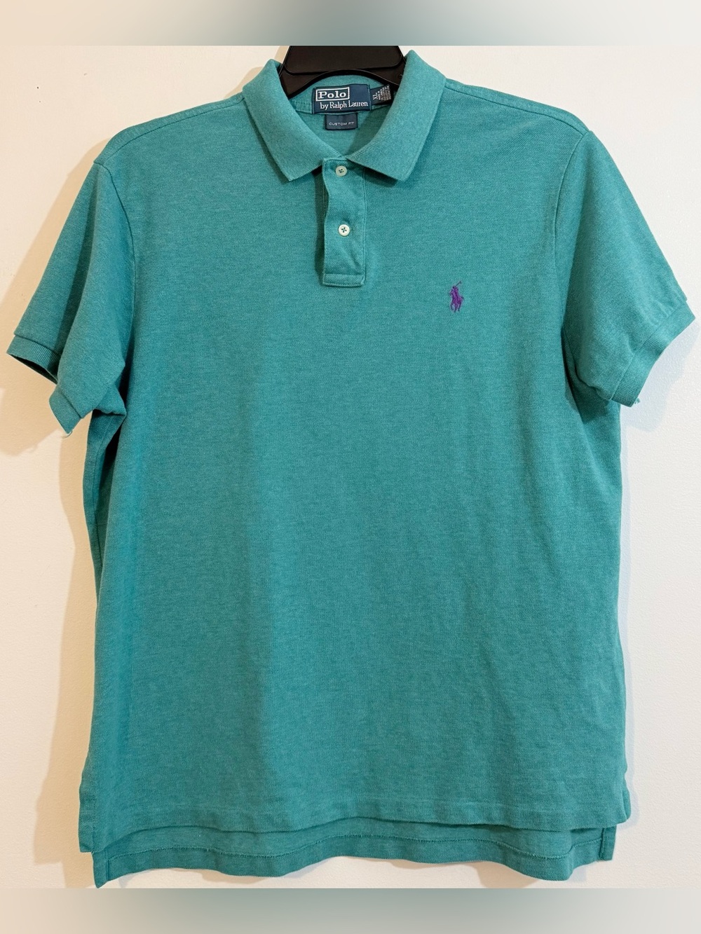 Polo Ralph Lauren Custom Fit Polo Shirt XL Turquoise Purple Pony